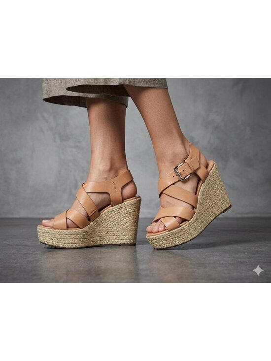 Michael Kors Shoes - Michael Kors Cream Strappy Leather Wedges 6